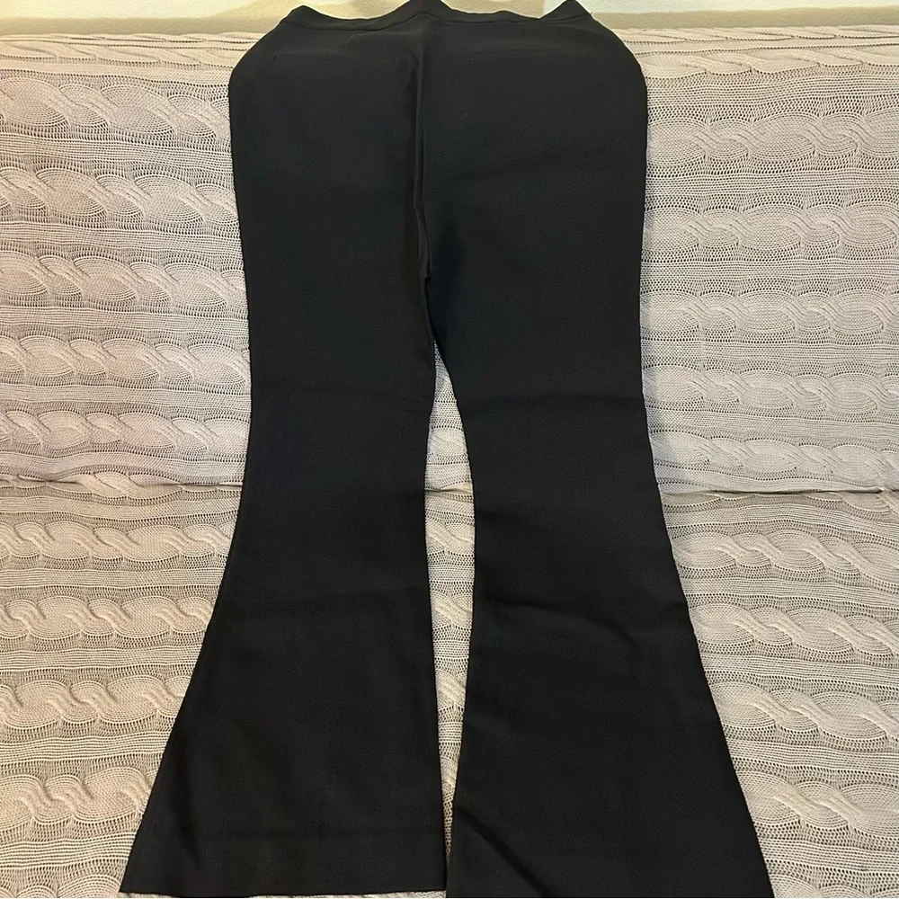 Sandro Black Boot Cut Flare Pants with Smooth Texture - Picture 2 of 4